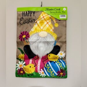 Meadow Creek Spring Yard Garden Flag Happy Easter Gnome Flowers Eggs NWT